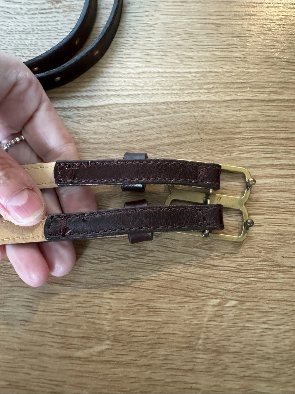 Chloé Dark Brown Leather Double-Strap Waist Belt with Gold Hardware
